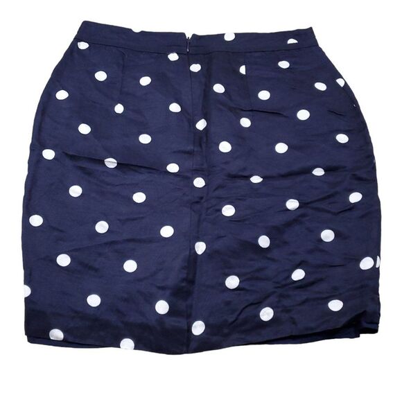 Banana Republic Polka Dot Pencil Skirt Size 6P Petite Navy Blue Linen Blend - Picture 2 of 8